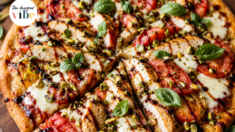 Caprese Chicken Pizza with Pomegranate Glaze