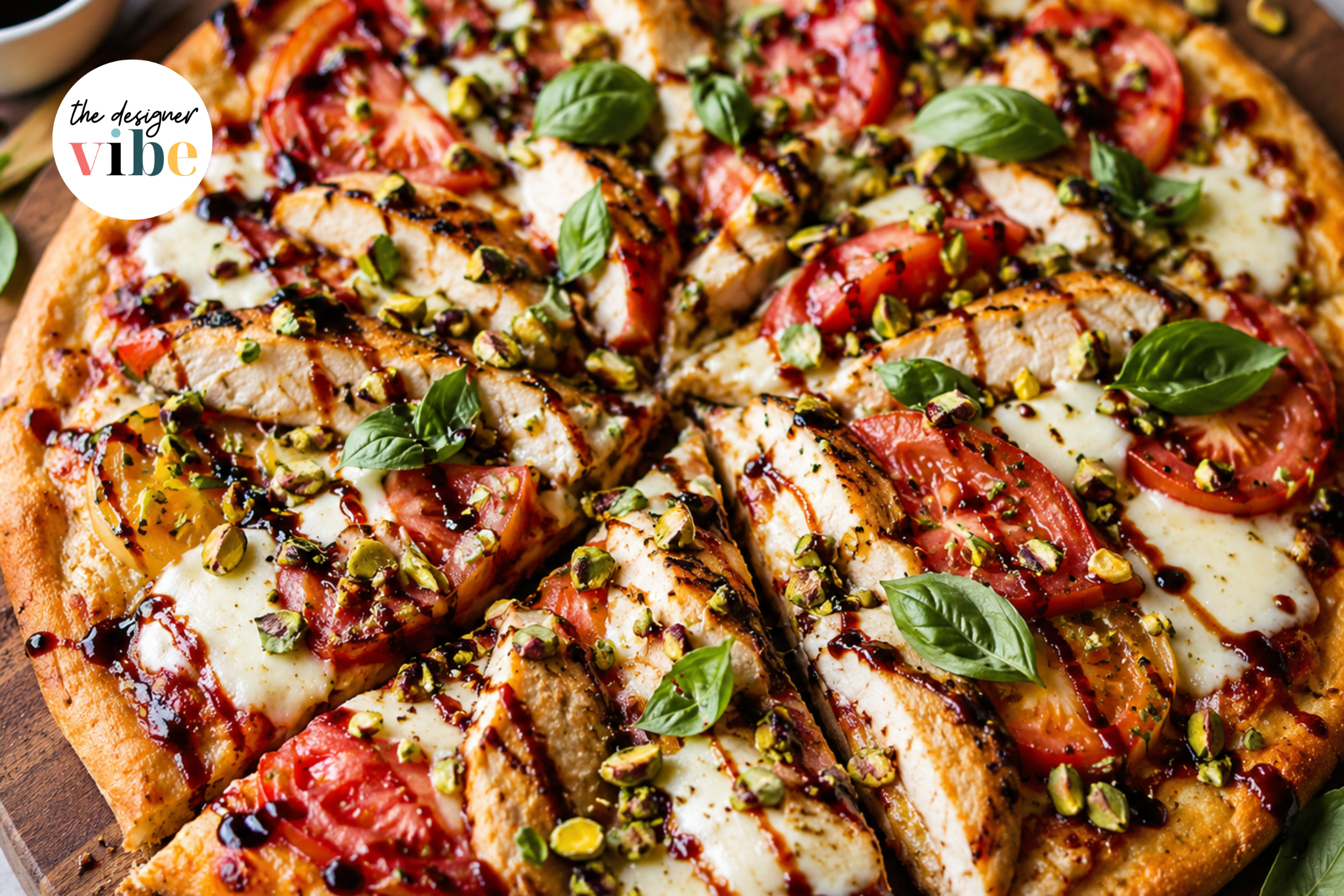 Caprese Chicken Pizza with Pomegranate Glaze